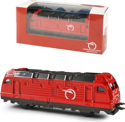Fém mini ZSSK mozdony, piros, 9 cm