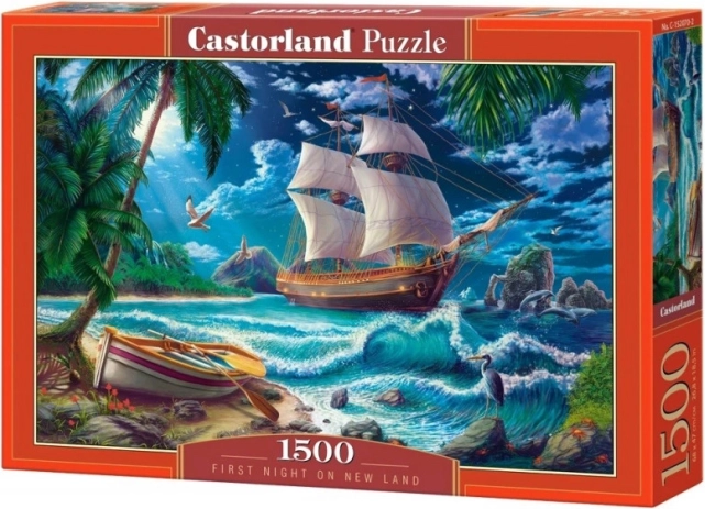 1500 darabos puzzle – Hajó és tengerpart Első éjszaka Új föld