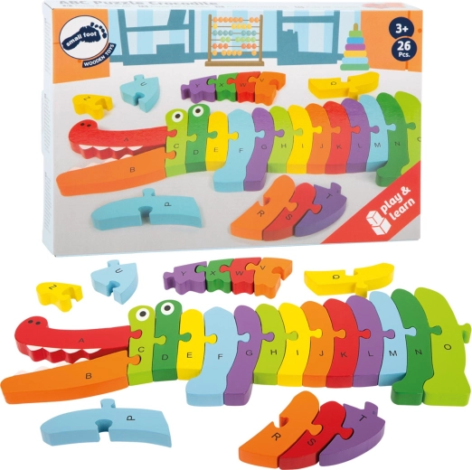 Fa krokodil formájú puzzle az ábécé tanulásához