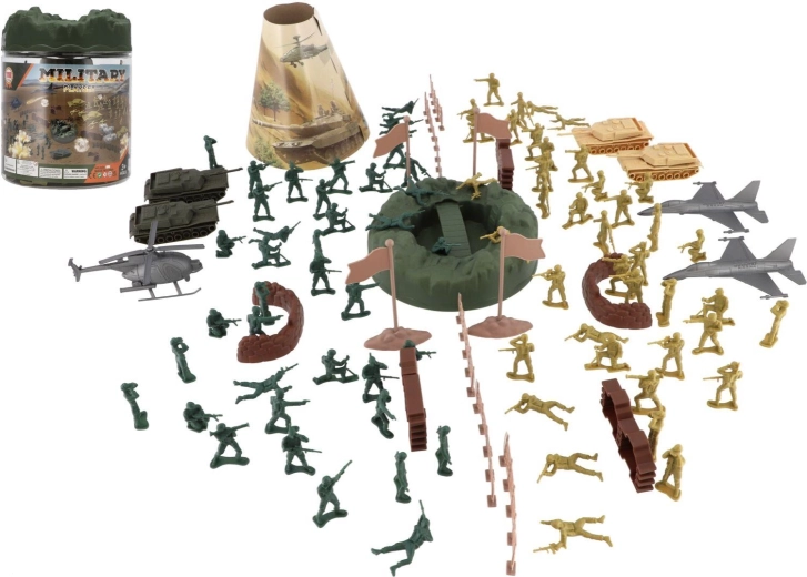 Katonai készlet 110 darab katonával műanyag dobozban