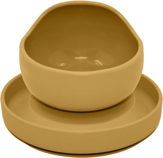 Petite&mars étkezési szilikon szett Take&match tányér + tapadókorongos tál Intense ochre (6 hónapos kortól)