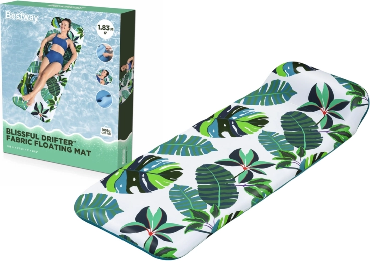 Felfújható vízi matrac pálmalevél mintával