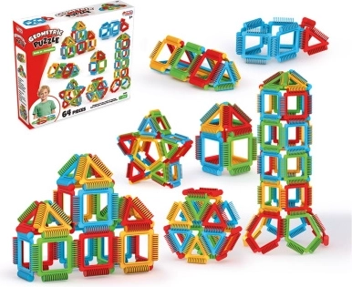 Geometriai puzzle építőjáték 64 darabbal