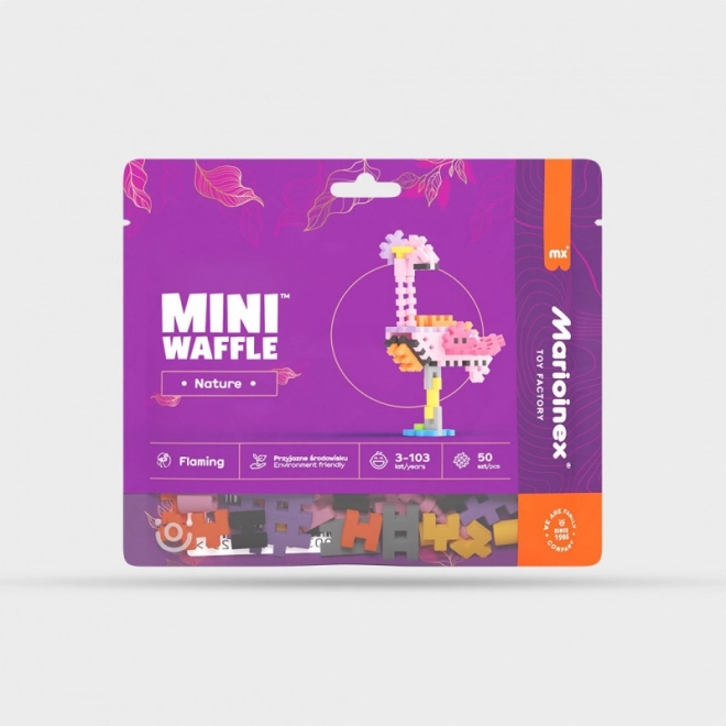 Mini Waffle Nature építőkészlet – flamingó, 50 darab