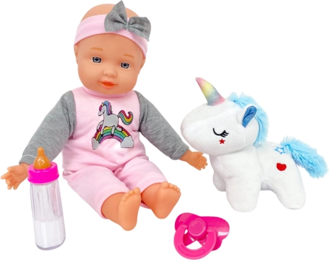 Baba plüss egyszarvúval, 30 cm