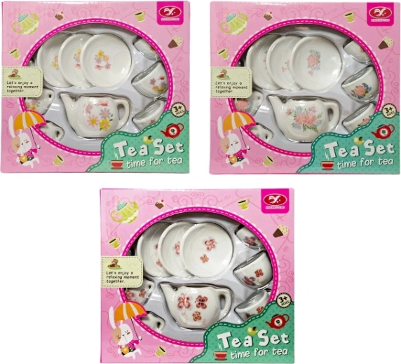 Porcelán teáskészlet gyerekeknek virág- vagy pillangómintával