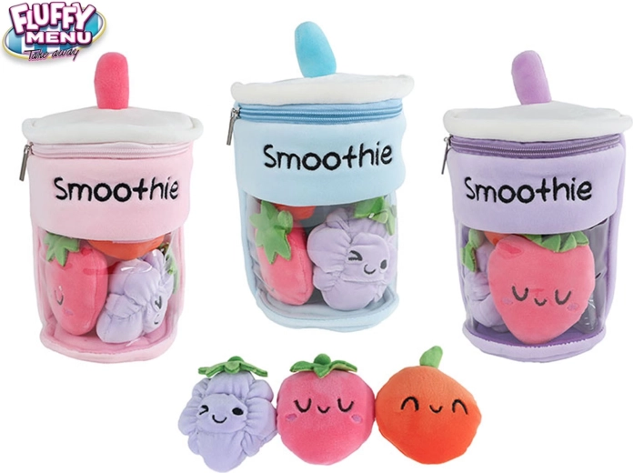 Fluffy Menu plüss smoothie pohár gyümölcsökkel, 25 cm