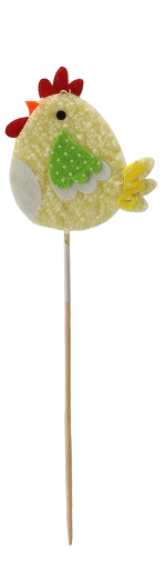 Húsvéti csibike pálcán – dekoráció virágcseréphez és kompozíciókhoz (színmix)