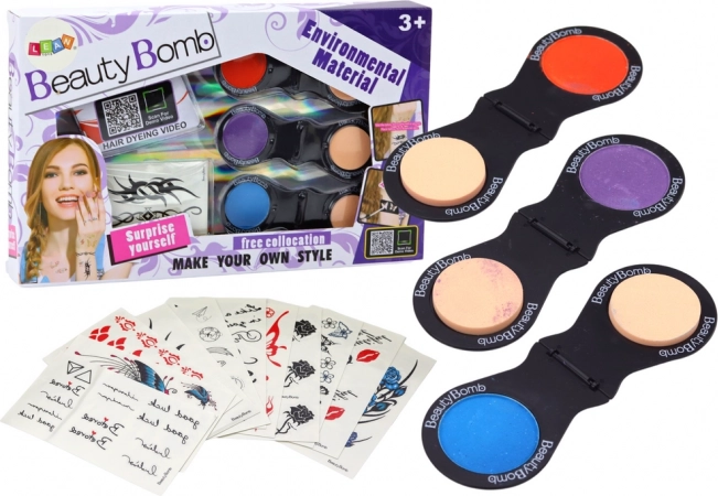 Szépségkészlet Ideiglenes Tetoválásokkal és Színes Árnyalatokkal