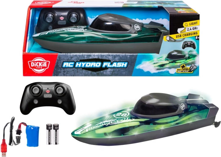 Dickie Toys RC Hydro Flash távirányítós hajó világítással, 29 cm