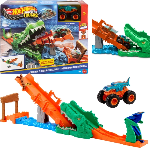 Hot Wheels Monster Trucks krokodilos kaszkadőr készlet Mega Wrex autóval