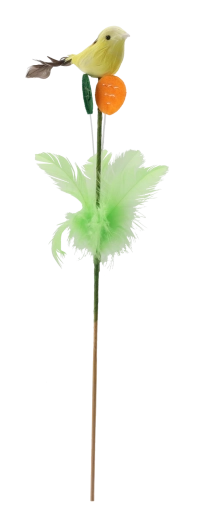 Húsvéti dísz pálcán – madár tollacskákkal 30 cm (színmix)