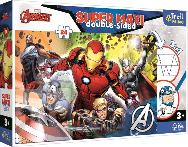 Szuper maxi, kétoldalas puzzle 24 darabbal – MARVEL AVENGERS