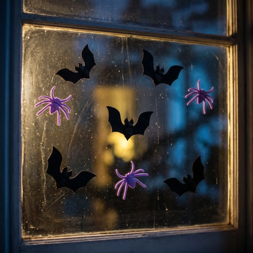 Halloween-i 3D zselés ablakdekoráció denevérekkel és pókokkal, 9 db