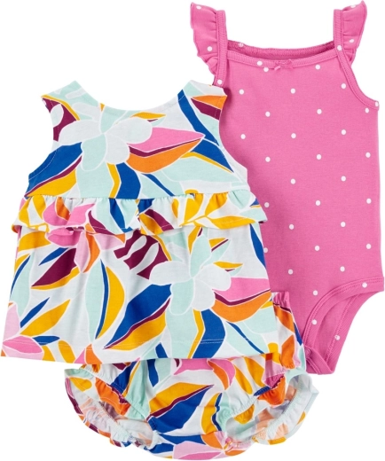 Carter's 3 részes szett pántos bodyval, trikóval és bugyival – Multi Floral lányoknak, 24 hó