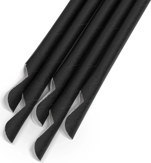 Fekete papírszívószál kanálvéggel, 197 × 8 mm, 150 db