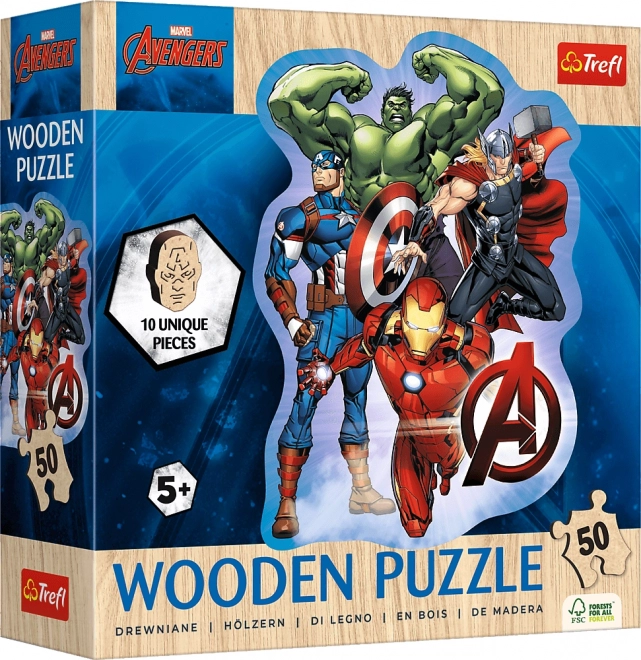 Fából készült körvonalas puzzle AVENGERS – 50 darab
