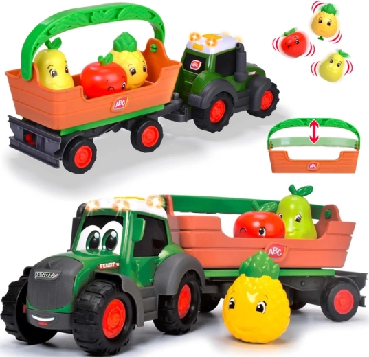 Interaktív Fendt traktor levehető pótkocsival és gyümölcsökkel