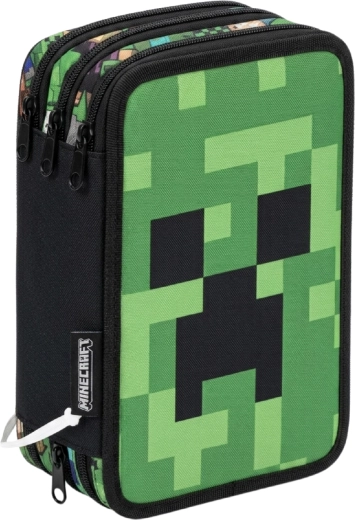 Háromrekeszes, felszerelt Minecraft Creeper tolltartó
