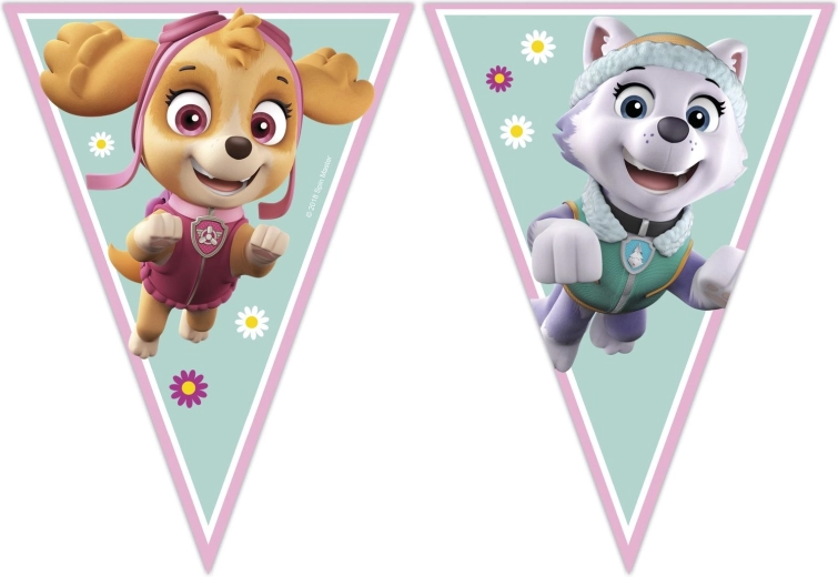 Paw Patrol zászlófüzér Skye és Everest mintával (9 zászló) – 1 db