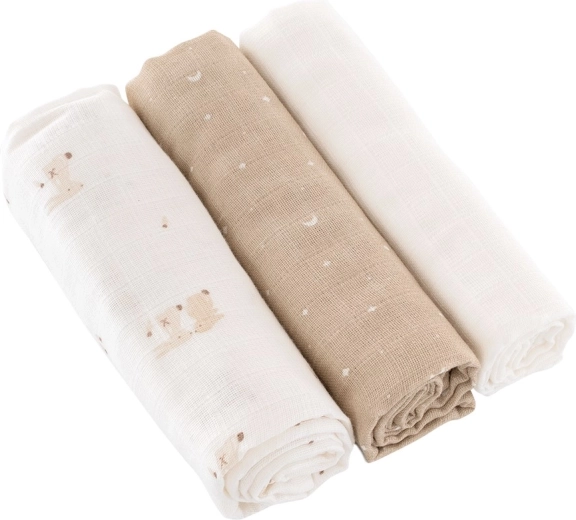 Träumeland textil pelenkák hop hop bunny beige 80 × 80 cm (3 db)