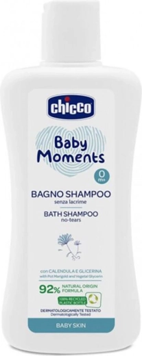 Chicco 2 az 1-ben zuhanygél és sampon hajra és testre Baby Moments 200 ml