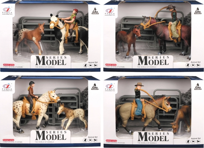 Farmi állatok – ló szett lovassal és csikóval