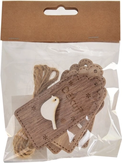 Fa névkártya „Köszönöm” barna 4×8 cm (4 db)