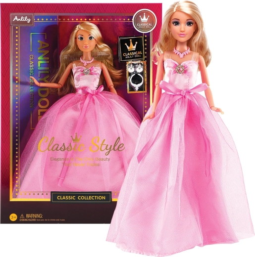 Divatbaba estélyi ruhában – hosszú rózsaszín