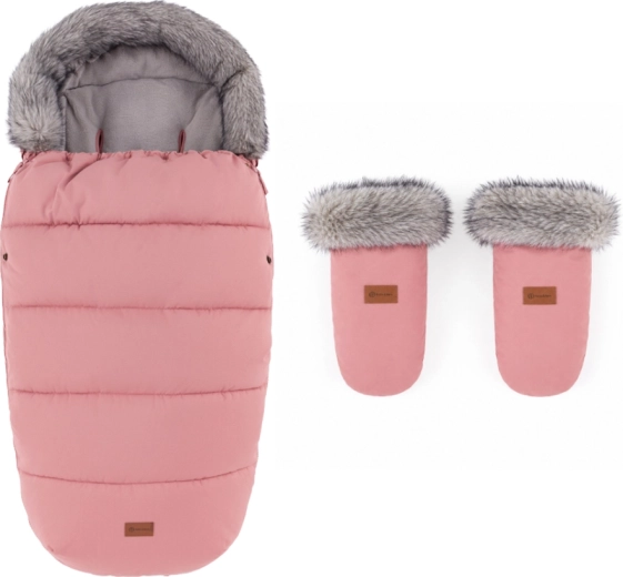 Petite&Mars téli szett: Comfy 4 az 1-ben bundazsák és Fjora babakocsikesztyű – old rose