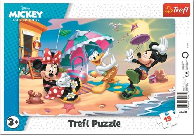 Trefl kirakó Mickey és Minnie – móka a strandon, 15 darab