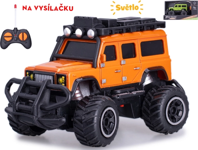 RC terepjáró autó 1:43 fénnyel, 27 MHz, 14 cm