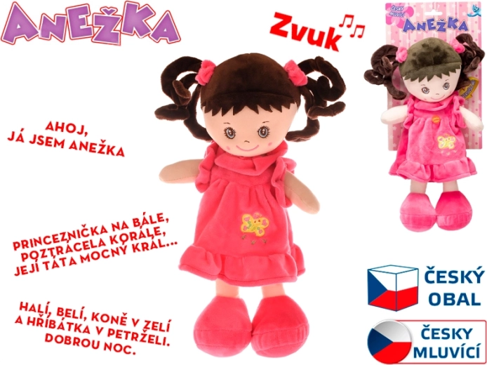 Beszélő és éneklő textil baba Anežka 36 cm