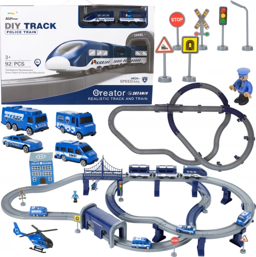 Rendőrségi elektromos vonatpálya helikopterrel 103 × 61 × 15 cm