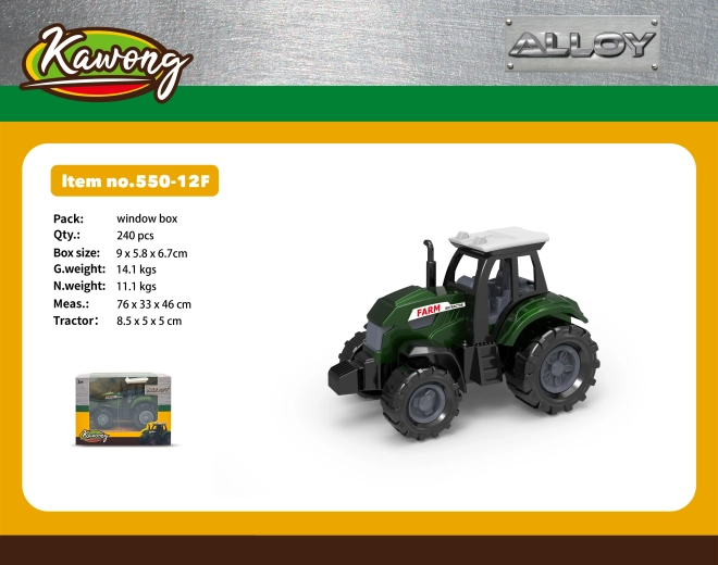 Fém traktor 8,5 cm szabadonfutó kerekekkel