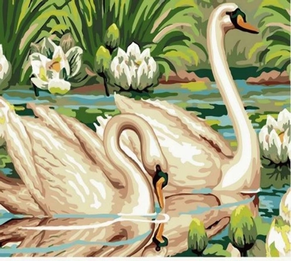 Norimpex számfestő készlet Hattyúk a tavon 40 × 50 cm