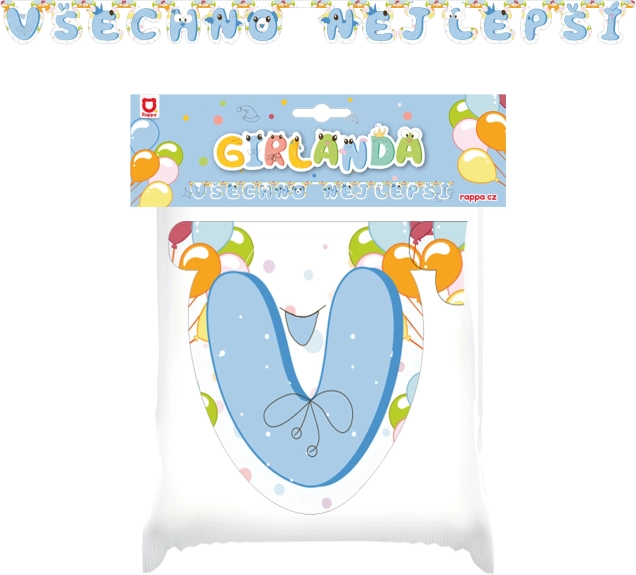 Papírgirland Boldog születésnapot kék