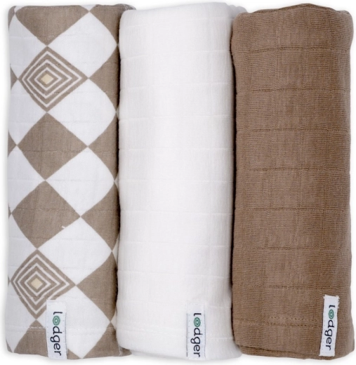 Lodger swaddler Solid Matcha, 3 db-os szett 70 × 70 cm Buffalo