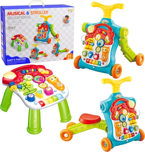 Multifunkcionális 5 az 1-ben járássegítő levehető interaktív panellel, bébitaxival, rollerrel és oktatóasztallal