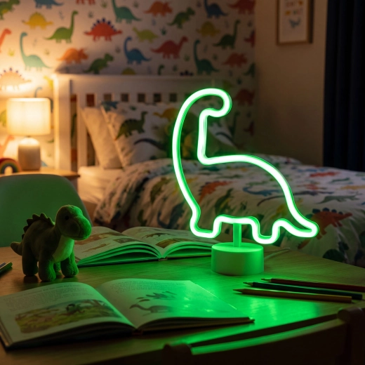 Neon LED-lámpa zöld dinoszaurusz