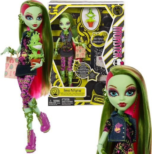Monster High Venus McFlytrap baba 26 cm Creeproduction kiegészítőkkel és kisállattal