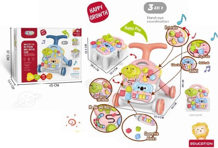 3 az 1-ben tologató járássegítő és oktató asztal