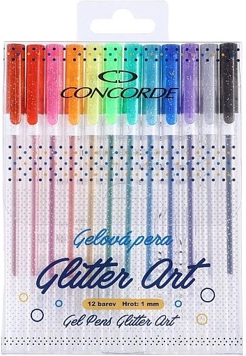 CONCORDE Glitter Art csillámos zseléstollak, 12 darabos készlet