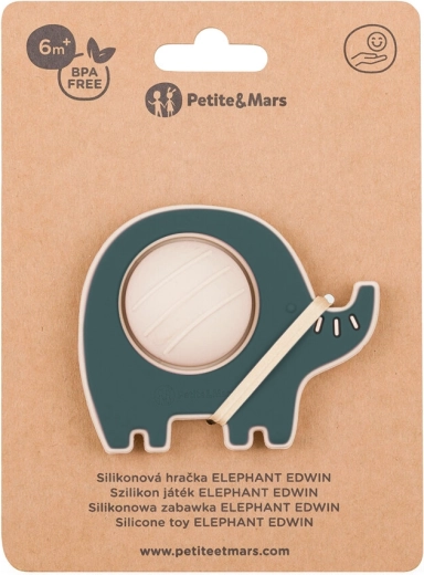 Edwin misty green Petite&Mars szilikon elefánt játék