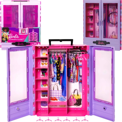 Barbie Fashionistas nagy ruhásszekrény ruháknak vállfákkal