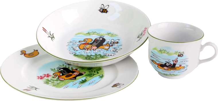 THUN gyerek porcelán étkészlet – Kisvakond, 3 db – vegyes minták