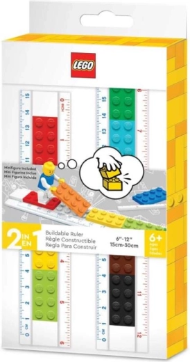 LEGO vonalzó minifigurával 30 cm – kétféle skálájú építőjáték-vonalzó