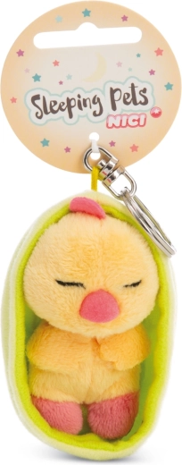 NICI Sleeping Pets alvó csibe plüss kulcstartó zöld tokban 12 cm