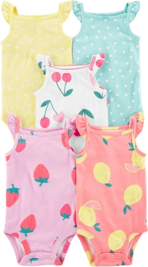 Carter's ujjatlan baba body vállpántos Dots Fruit lányoknak, 5 db