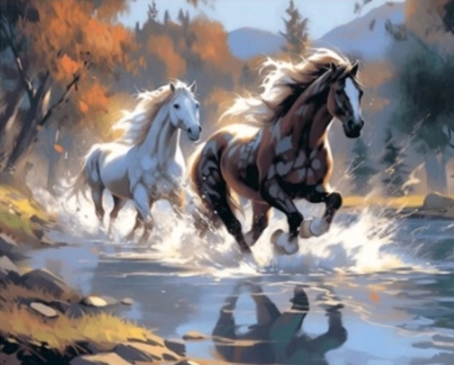 Számfestő készlet – vágtató lovak 40 × 50 cm